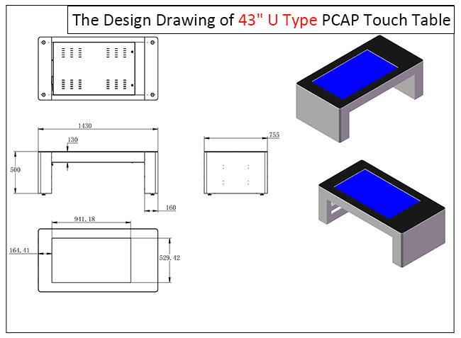 Tavolino da salotto astuto LCD a 43 pollici di pubblicità PCAP con il touch screen